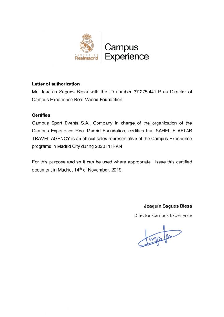 Official Representative Certificate Sahel E Aftab 1
